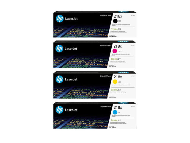 HP 218X High-Yield Toner Cartridge 4-Pack (Black, Cyan, Magenta, Yellow) Compatible Color LaserJet Pro 3201 & MFP 3301 Series Printers W2180XQ1...
