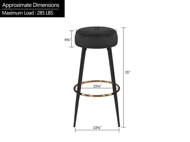 Round 31" Velvet Barstools for Home Balcony, Coffe Shop Round Dinning Chair Set of 2