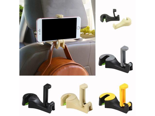 2 In 1 Auto Back Seat Phone Holder Stand Headrest Hanger Hook Clip Bag Phones Purse Cloth Grocery Styling Hanger (Vehicles & Parts) photo