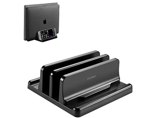 Dual-Slot Adjustable Vertical Laptop Stand Made Of Premium Abs Plastic 3 In 1 Design Space-Saving For All Macbook/Chromebook/Surface/Dell/Ipad Up...