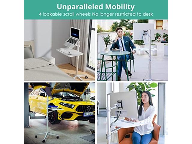 Mobile Desk,Mobile Workstation,Mulitiuse Rolling Laptop Floor Stand,34'-48.6' Height Adjustable,Compatible With...