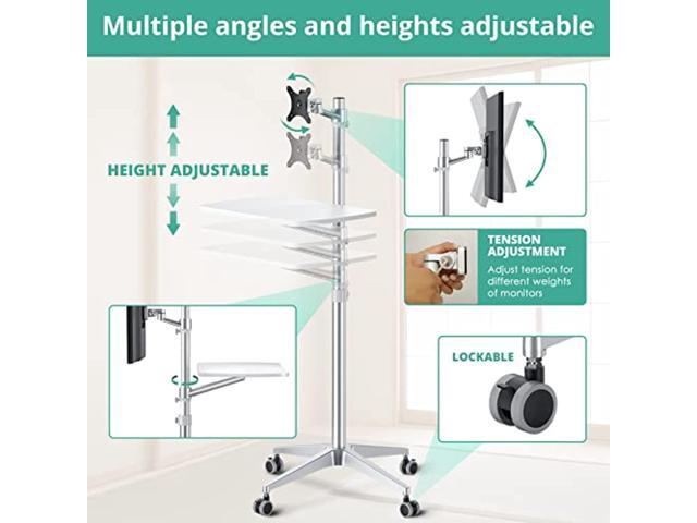 Mobile Desk,Mobile Workstation,Mulitiuse Rolling Laptop Floor Stand,34'-48.6' Height Adjustable,Compatible With...