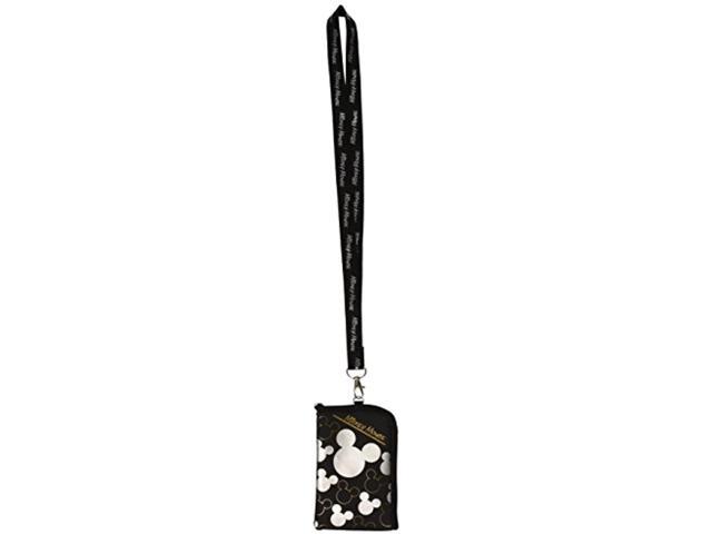 Mickey Mouse Black Silver Lanyard With Cell Phone Case Or Coin Purse (1 Lanyard) (100393458102 Office Supplies) photo