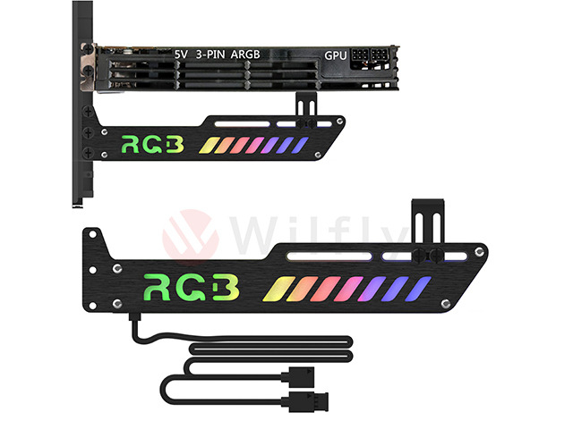 GPUCH01- GPU holder 5V 3-Pin Colorful RGB Graphics Card GPU Support Video Card Holder Bracket, Video Card Sag Holder/Holster Bracket, Anodized...