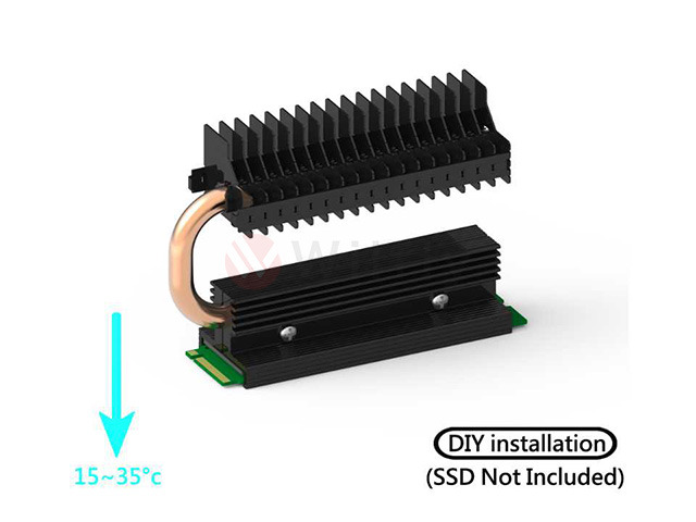 COOLM2SSD - M.2 SSD Radiator Heatsink with Heat Pipe, Compatible with PCIE NVME M.2 2280/SATA M.2 2280 SSD. With Thermal Silica Pad (Excluding...