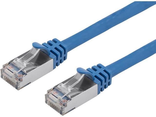 Monoprice Cat7 Ethernet Patch Cable - 7 feet - Blue Flexboot RJ45 Stranded 600Mhz S/FTP CMX Pure Bare Copper Wire 26AWG - Entegrade Series
