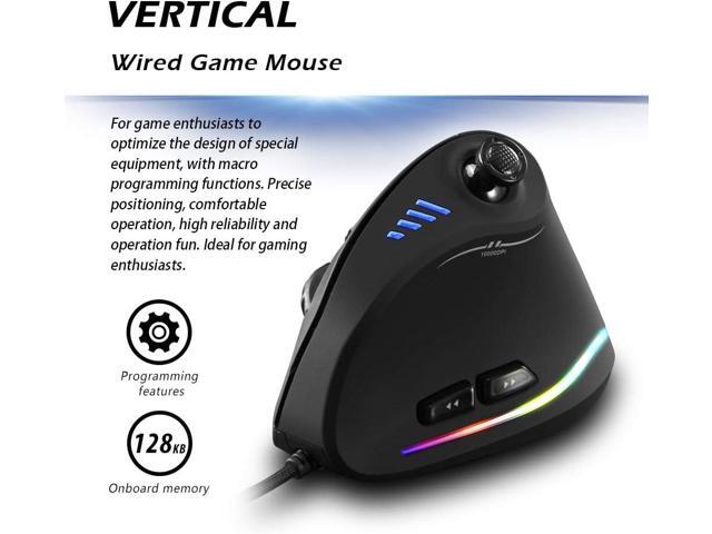 Vertical Mouse, Ergonomic USB Wired Vertical Mouse with [5 D Rocker] [10000 DPI] [11 Programmable Buttons], RGB Gaming Mouse for...