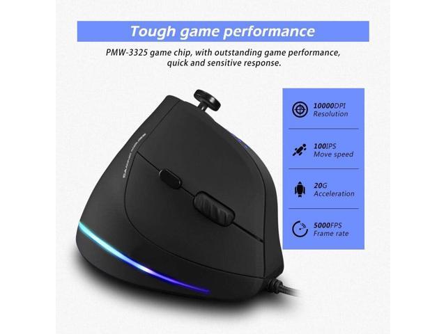 Vertical Mouse, Ergonomic USB Wired Vertical Mouse with [5 D Rocker] [10000 DPI] [11 Programmable Buttons], RGB Gaming Mouse for...
