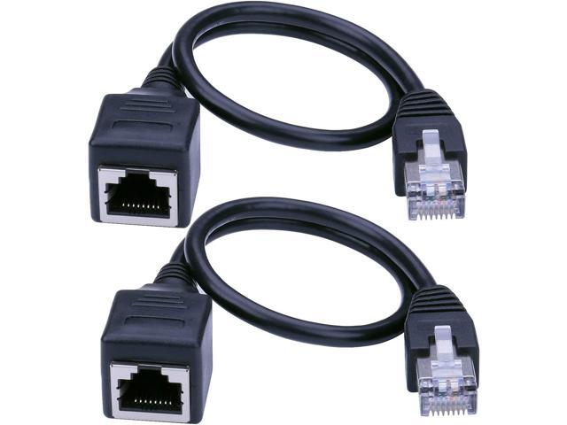 Ethernet Extension Cable - 2Pack Ethernet LAN Male to Female Network Cable RJ45 Cat6 Extension Patch Cable Extender Cord 1FT/30CM