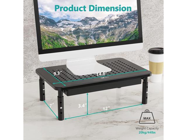 WALI Computer Monitor Stand with Storage, Desk Monitor Riser 3 Height Adjustable, Laptop Riser with Airflow Vents, Desk Organizer for Computer,...