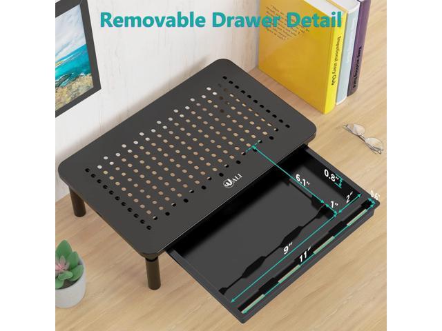 WALI Computer Monitor Stand with Storage, Desk Monitor Riser 3 Height Adjustable, Laptop Riser with Airflow Vents, Desk Organizer for Computer,...