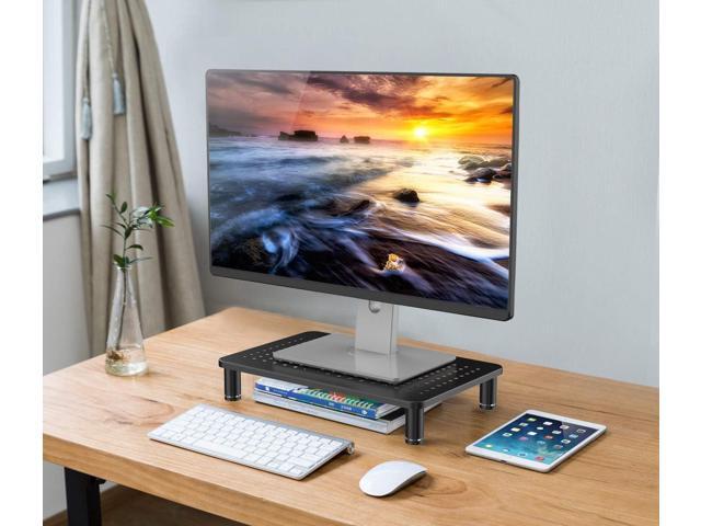 Husky Mounts Monitor Riser Laptop Stand, Adjustable Legs, Stackable, 14.5' x 9.25' x 3.25' Max Height, Matte Black Steel, 1 Stand