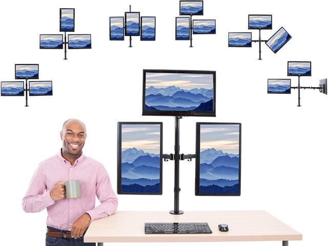 Stand Steady Triple Monitor Desk Stand with Clamp-On Base, for Home or Office Use, Height Adjustable Computer Monitor Stand with Full Articulation...