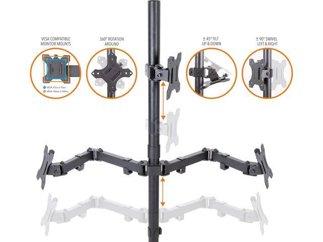 Stand Steady Triple Monitor Desk Stand with Clamp-On Base, for Home or Office Use, Height Adjustable Computer Monitor Stand with Full Articulation...