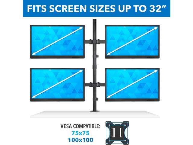 Mount-It! 4 Monitor Stand Quad Monitor Desk Mount Fits Four Computer Screens 19 21 24 27 29 30 32 Inches Heavy Duty Height Adjustable Arms ...