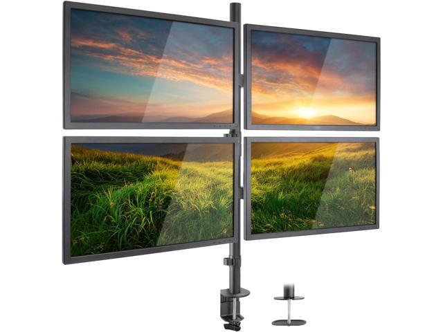 Mount-It! 4 Monitor Stand Quad Monitor Desk Mount Fits Four Computer Screens 19 21 24 27 29 30 32 Inches Heavy Duty Height Adjustable Arms ...
