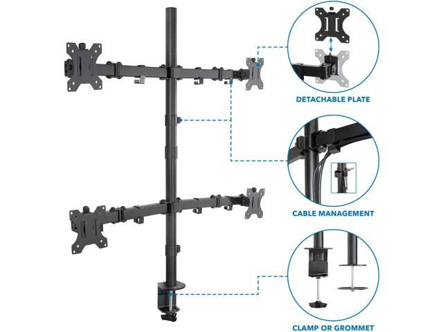 Mount-It! 4 Monitor Stand Quad Monitor Desk Mount Fits Four Computer Screens 19 21 24 27 29 30 32 Inches Heavy Duty Height Adjustable Arms ...