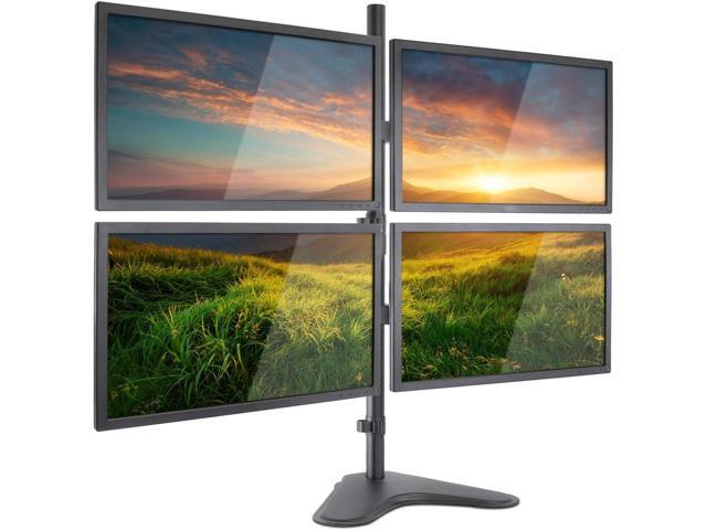 Mount-It! Quad Monitor Stand Height Adjustable Free Standing 4 Screen Mount Fits Monitors up to 32 Inches Black, Steel MI-2784