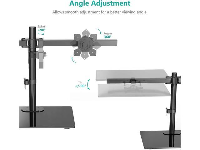 WALI Free Standing Dual Monitor Stand, Height Adjustable Monitor Mount with Glass Base, Fits LCD LED Flat Curved Screen up to 27 inch, 22lbs, with...