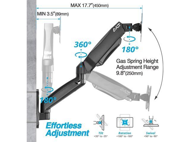 AVLT Dual 17'-32' Monitor Wall Mount fits Two 19.8 lbs Flat/Curved Computer Monitor Full Motion Height Swivel Tilt Rotation Adjustable Monitor Arm...