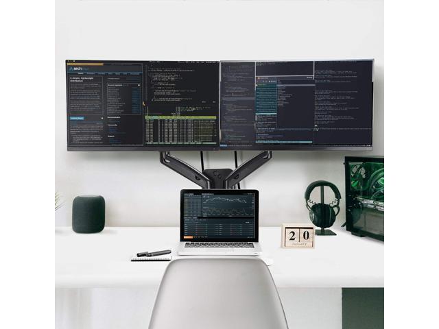 AVLT Dual 17'-32' Monitor Wall Mount fits Two 19.8 lbs Flat/Curved Computer Monitor Full Motion Height Swivel Tilt Rotation Adjustable Monitor Arm...