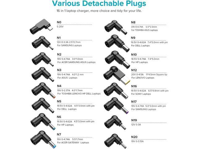 Powseed 100W 90W 65W Laptop Car Charger USB C with 5V 2A USB Port for MacBook HP Dell Asus Acer Lenovo Samsung Gateway Toshiba Sony Fujitsu...