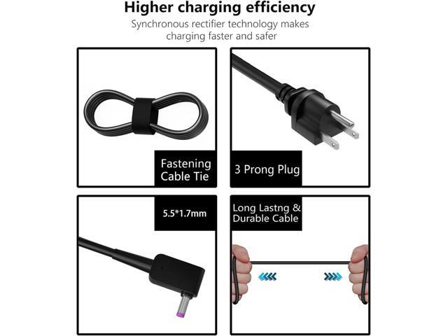 65W 45W AC Charger Compatible with Acer Aspire E1 E3 E5 E11 E14 E15 E17 ES1 F15 Acer Aspire 3 Aspire 5 Acer Aspire V3 V5 V7 VN7 V15 Aspire R3 R7 S3...