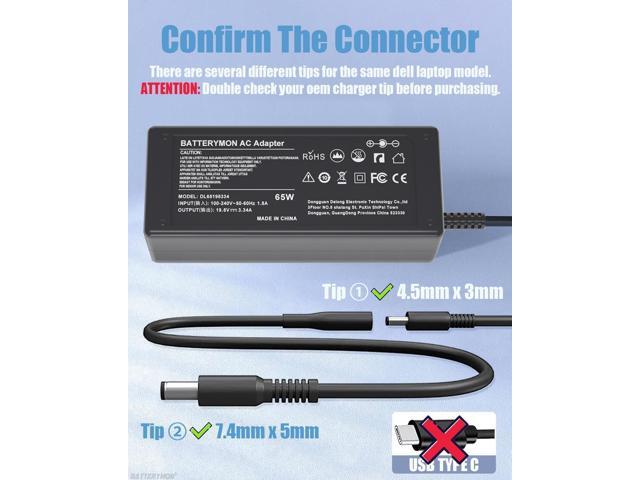 19.5V 3.34A 65W AC Adapter for Dell Inspiron 17 11 13 14 15 3000 5000 7000 3793 5100 5555 5558 5559 5755 7359 7568 LA65NS2-01 Fit All 65W 45W Dell...