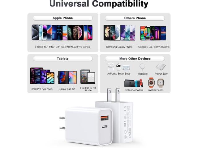 LCGENS USB C Wall Charger Block 20W, 2-Pack Dual Port PD Power Delivery Fast Type C Charging Block Plug Compatible with iPhone 11/12/13/14/15/Pro...