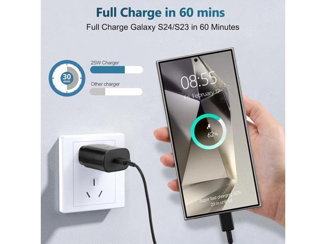 USB C Fast Charger, 25W Samsung Charger Super Fast Charging Type C Android Phone Charger Block for Samsung Galaxy S24/S24 Ultra/S24+/S23...