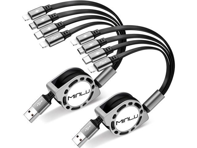 Multi Charging Cable 4A, 2Pack 4Ft Retractable Multi Fast Charger Cable, Multiple Charging Cord, 4 in 1 Multi USB Cable with Type C/Micro USB Ports...