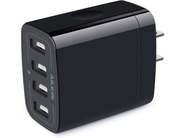 USB Wall Charger, 2-Pack AILKIN 4.8A 4-Port USB Plug Cube Brick Charging Box Wall Charger Plug, Charging Block for iPhone 17 16 15 14 13 Pro Max 12...
