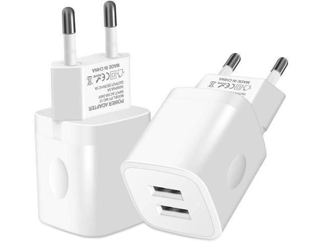 European Travel Plug Block, Wall Charger Power Adapter for Europe Adaptor, 2.1A Dual Port USB Cube Fast Charging Box Base Brick for iPhone 13 Pro...