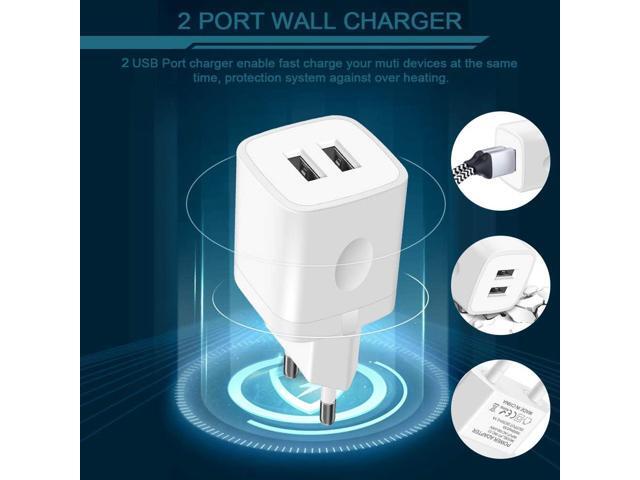 European Travel Plug Block, Wall Charger Power Adapter for Europe Adaptor, 2.1A Dual Port USB Cube Fast Charging Box Base Brick for iPhone 13 Pro...