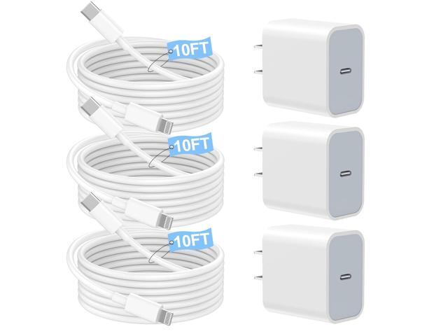 Fast Charger iPhone,iPhone Charger Fast Charging[Apple MFi Certified]3Pack Apple Charger USB C Wall Charging Block 10FT Long USB C to Lightning...