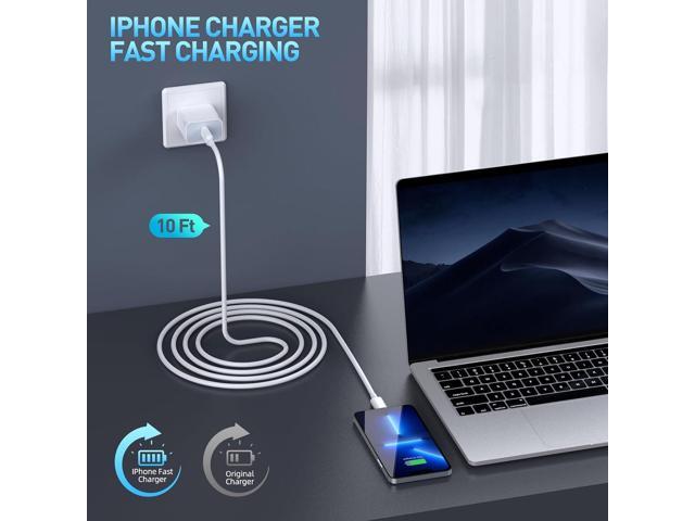 Fast Charger iPhone,iPhone Charger Fast Charging[Apple MFi Certified]3Pack Apple Charger USB C Wall Charging Block 10FT Long USB C to Lightning...