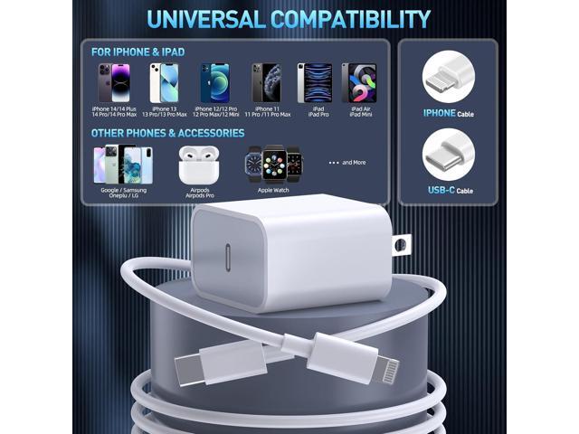 Fast Charger iPhone,iPhone Charger Fast Charging[Apple MFi Certified]3Pack Apple Charger USB C Wall Charging Block 10FT Long USB C to Lightning...