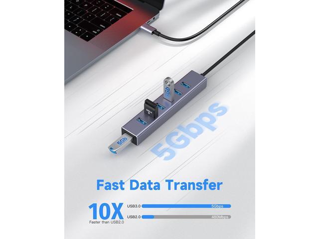 USB C to USB Hub, 8 in 1 USB Adapter with 7 Port USB 3.0 Hub,USB C Splitter with USB C 5V/3a Extra Power, 7.9IN/20CM Main Cable USB HUB, USB...