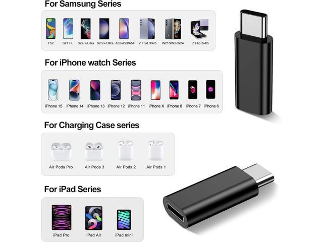 xiwxi 4 Pack Lightning to USB C Adapter for iPhone 15/15Pro/15 Pro Max/Plus,Samsung S24 S23,iPad Air,Nintendo Switch,Fast Charging & Data...