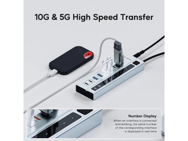 Powered USB C Hub, USB Hub Powered Support 10Gbps Data PD 45W Charging(Not Support Video) 3ft, 3 USB-C 10Gbps Ports, 4 USB 3.0 5Gbps Ports with 75W...