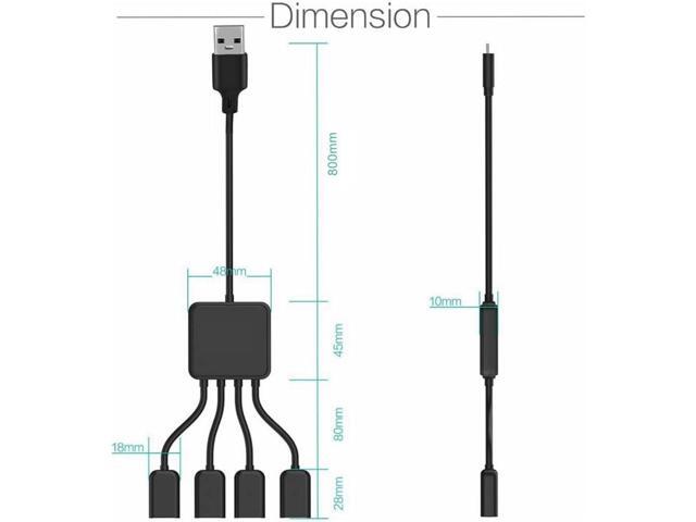 Octopus USB 2.0 Hub, 4-Port Splitter with 2.6ft /80CM Cable Length. Compatible with Windows PC, Mac, Printers, and Mobile HDDs. Perfect for Laptops