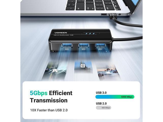 UGREEN USB 3.0 Hub Ethernet Adapter 10 100 1000 Gigabit Network Converter with 3 USB 3.0 Ports Hub Compatible with Laptop PC Nintendo Switch...