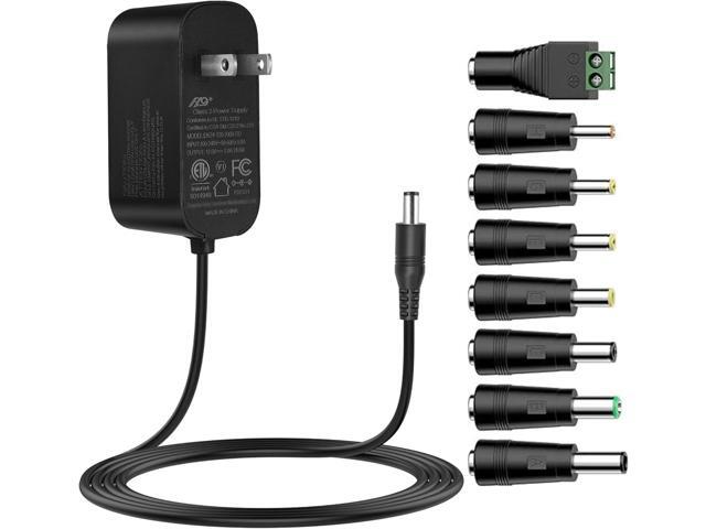 Tonton 12V 2A 6Ft Power Supply Adapter, 24W Universal Charger AC 100-240V with 8Tips to 12Volt DC Plug 2A 1.8A 1.5A 1.2A 1A 0.5A UL/CE/FCC...