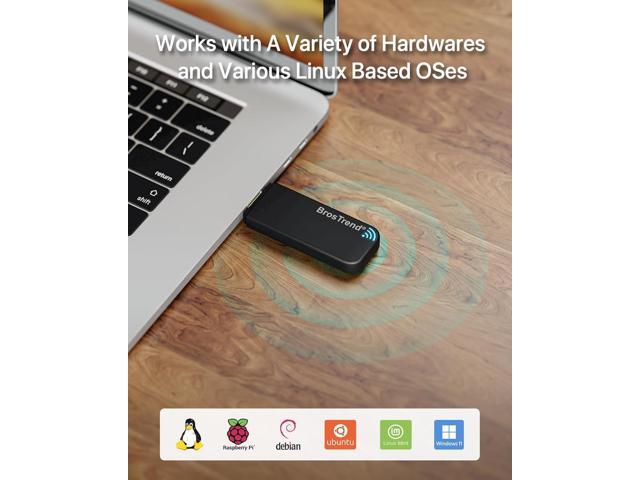 BrosTrend Linux USB WiFi Adapter 1200Mbps Supports Ubuntu, Mint, Kali, Debian, Kubuntu, Mate, Zorin, PureOS, Raspberry Pi 2+, Windows 11, USB3.0...