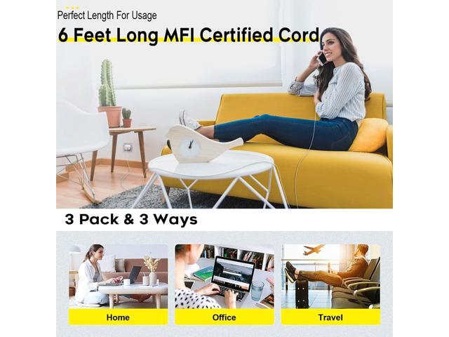 Fast Charger iPhone,iPhone Charger Cable,3Pack iPhone Charger Fast Charging 6Foot iPhone Charging USB C Charger Adapter 6FT Type C to Lightning...