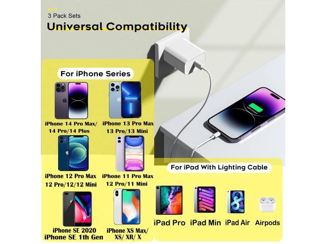 Fast Charger iPhone,iPhone Charger Cable,3Pack iPhone Charger Fast Charging 6Foot iPhone Charging USB C Charger Adapter 6FT Type C to Lightning...