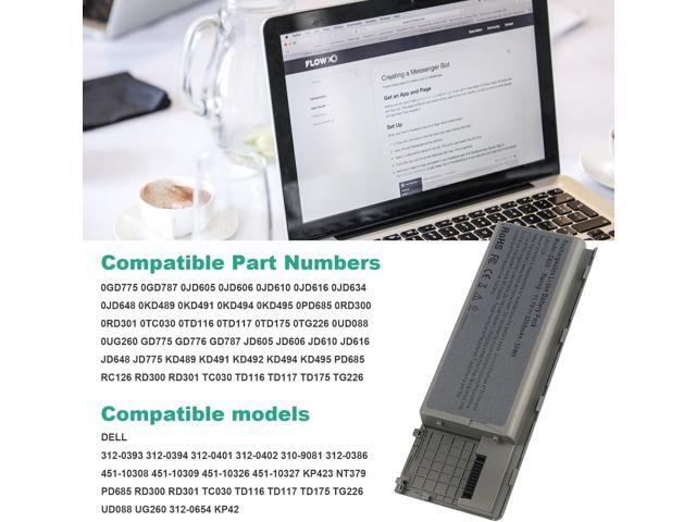 INC 5200mAh Laptop Battery Replacement for Dell Latitude D620 D630 D630c D631 Series