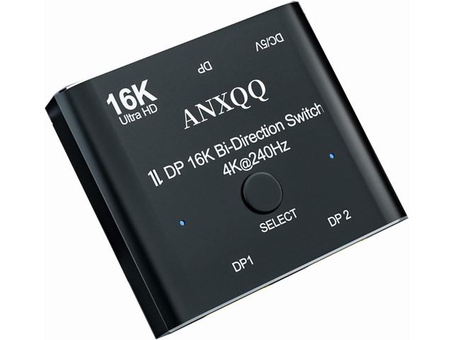 Displayport Switch, 16K Displayport Splitter 2 in 1 out Displayport Splitter Bi 