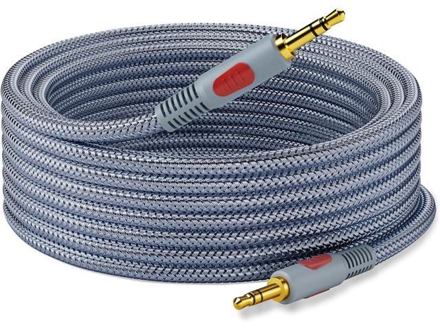 Aux Cord 100 ft,3.5mm Audio Cable Male to Male Stereo Hi-Fi Sound Nylon Braided aux to aux 1/8 Cable for Headphones Car Home Stereos Speakers Tablets
