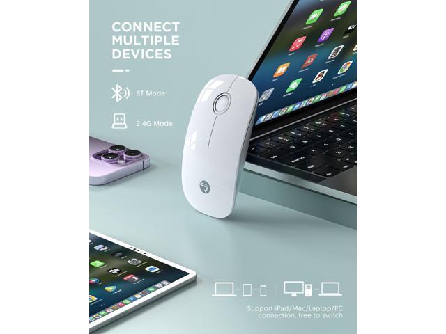Bluetooth Wireless Mouse - (BT5.1+USB) Slim Dual Mode Computer Mice with Quiet Click, Low Power, and 1600 DPI, Portable Cordless for MacBook,...
